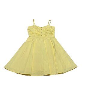 Dynamite Butter Yellow Summer Dress Seersucker Sweetheart A-Line, Sz Small, Flaw